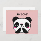 Briefkaart Kawaii Cute Panda (Voorkant / Achterkant)