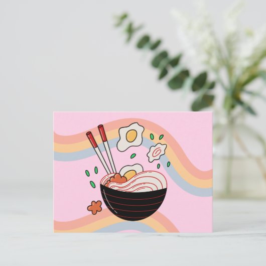 Briefkaart Kawaii Noodles (Staand voorkant)