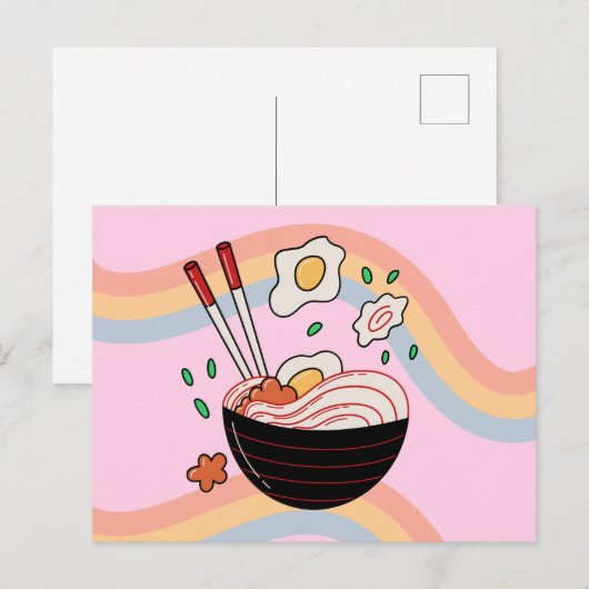 Briefkaart Kawaii Noodles (Voorkant / Achterkant)