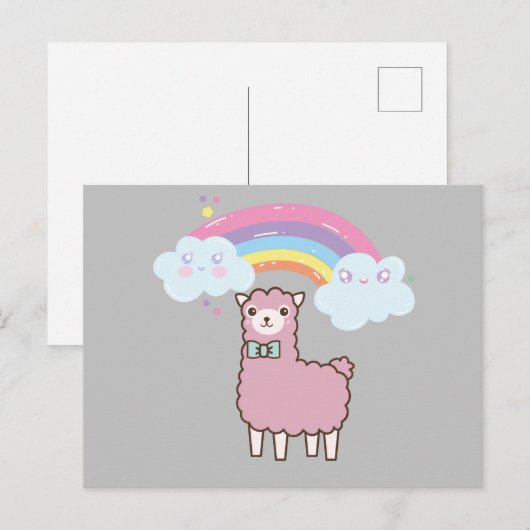 Briefkaart Kawaii Rainbow Lame (Voorkant / Achterkant)