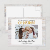 Briefkaart Kerst Familie Custom Photo Card rustiek (Voorkant / Achterkant)