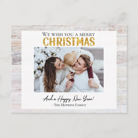 Briefkaart Kerst Familie Custom Photo Card rustiek (Voorkant)