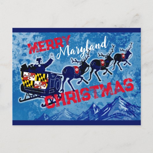 Briefkaart kerst van de vlag van Merry Maryland (Voorkant)