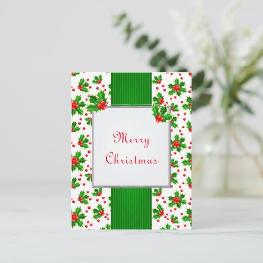 Briefkaart kerstbessen (Staand voorkant)