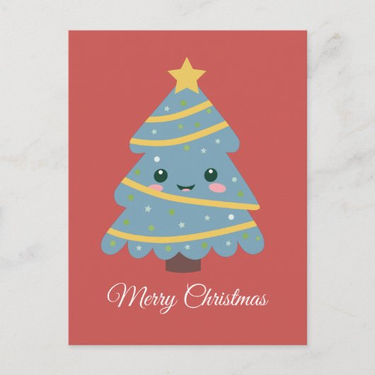 Briefkaart kerstbomen in Kawaii (Voorkant)