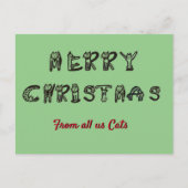 Briefkaart - kerstcadeautjes van katten (Voorkant)