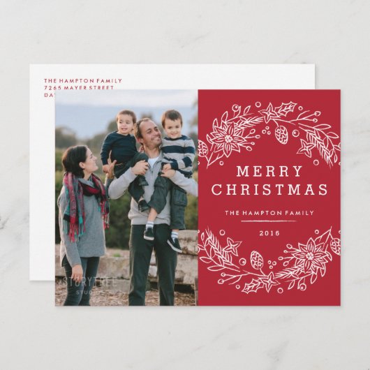 Briefkaart kerstfeestdag - Berry (Voorkant / Achterkant)