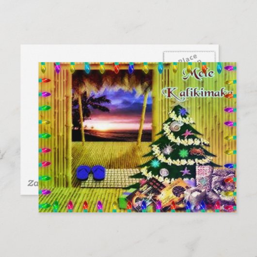 Briefkaart kerstfeestdag in Hawaiian (Voorkant / Achterkant)