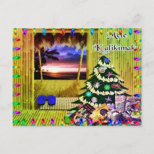 Briefkaart kerstfeestdag in Hawaiian (Voorkant)
