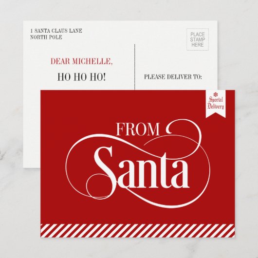 Briefkaart kerstfeestdag in Santa Claus (Voorkant / Achterkant)