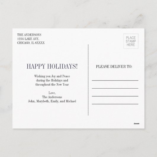 Briefkaart kerstfoto feestdag (Achterkant)