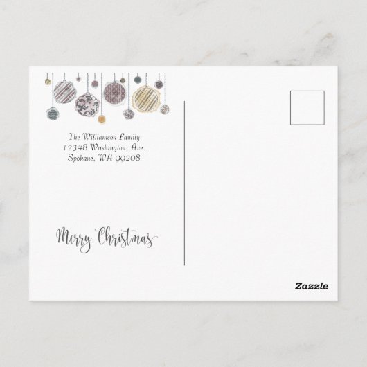 Briefkaart kerstfoto's - siervoorwerpen (Achterkant)