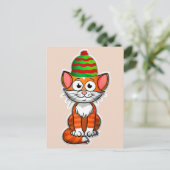 briefkaart kerstkat (Staand voorkant)