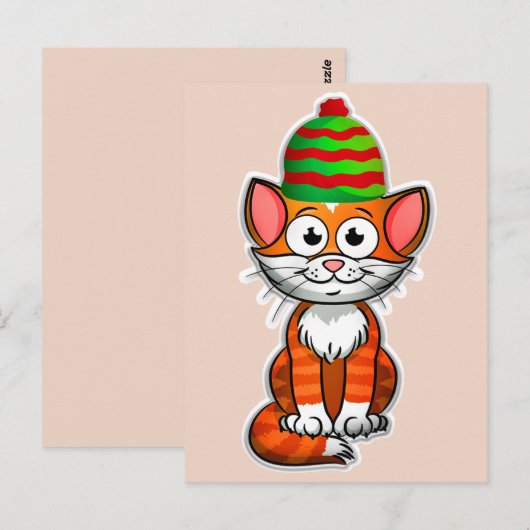 briefkaart kerstkat (Voorkant / Achterkant)