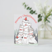 Briefkaart kerstkatten (Staand voorkant)