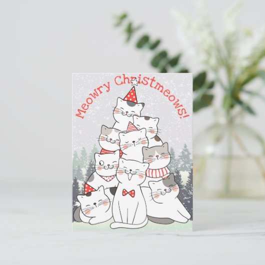 Briefkaart kerstkatten (Staand voorkant)