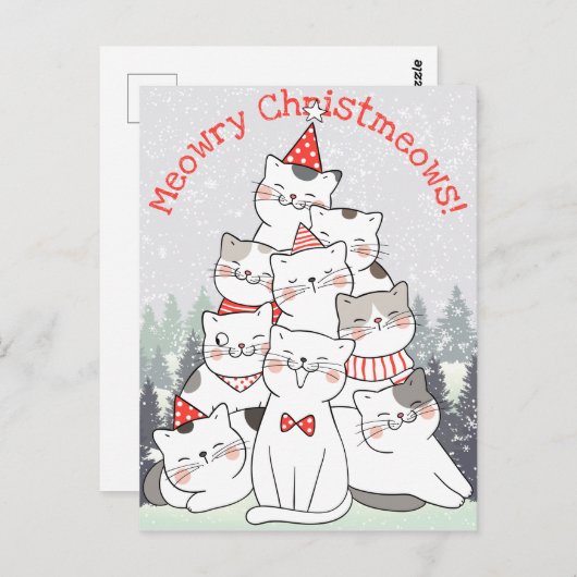 Briefkaart kerstkatten (Voorkant / Achterkant)