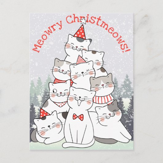 Briefkaart kerstkatten (Voorkant)