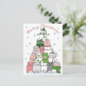 Briefkaart kerstkatten (Staand voorkant)