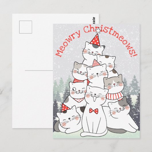 Briefkaart kerstkatten (Voorkant / Achterkant)