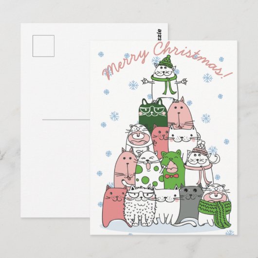 Briefkaart kerstkatten (Voorkant / Achterkant)