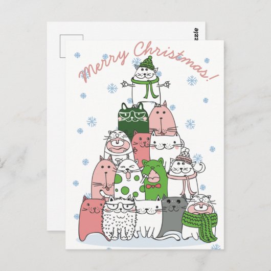 Briefkaart kerstkatten (Voorkant / Achterkant)