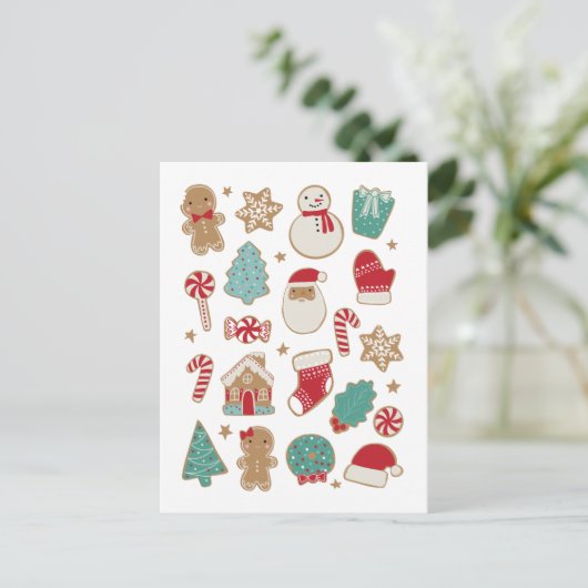 Briefkaart kerstkoekjes (Staand voorkant)