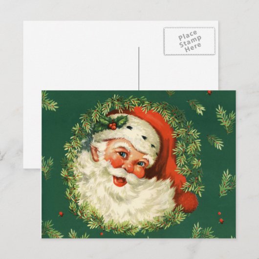 Briefkaart:  Kerstman Feestdagenkaart (Voorkant / Achterkant)