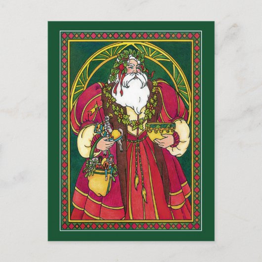 Briefkaart: Kerstman - Kerstman - Zonnewende Feestdagenkaart (Voorkant)