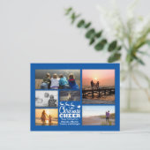 Briefkaart kerstmis blauwe feestdag (Staand voorkant)