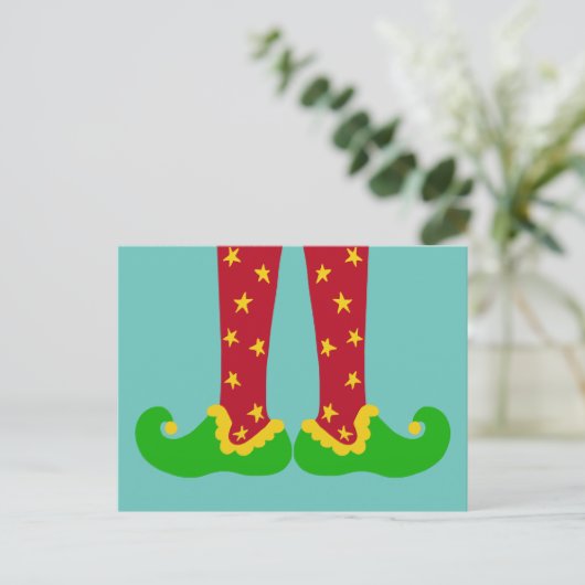 Briefkaart kerstmis Elf Legs (Staand voorkant)