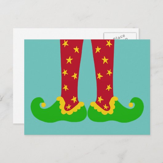 Briefkaart kerstmis Elf Legs (Voorkant / Achterkant)