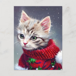 Briefkaart kerstmis Kitten Greeting Holiday