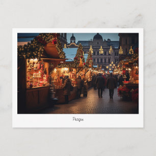 Briefkaart kerstnacht Praag in Tsjechië