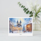 Briefkaart kerstnacht Praag in Tsjechië (Staand voorkant)