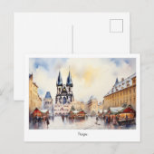 Briefkaart kerstnacht Praag in Tsjechië (Voorkant / Achterkant)