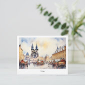 Briefkaart kerstnacht Praag in Tsjechië (Staand voorkant)