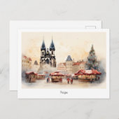 Briefkaart kerstnacht Praag in Tsjechië (Voorkant / Achterkant)
