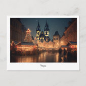 Briefkaart kerstnacht Praag in Tsjechië (Voorkant)