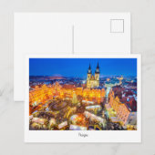 Briefkaart kerstnacht Praag in Tsjechië (Voorkant / Achterkant)