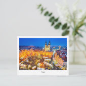 Briefkaart kerstnacht Praag in Tsjechië (Staand voorkant)