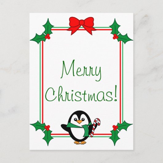 Briefkaart kerstpinguïn (Voorkant)