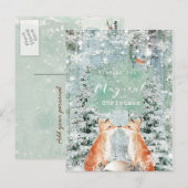 briefkaart kerstvakantie winter robin vossen (Voorkant / Achterkant)
