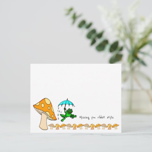 Briefkaart Kikkikker — paddenstoel (Staand voorkant)