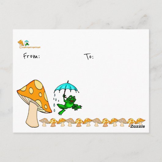 Briefkaart Kikkikker — paddenstoel (Achterkant)