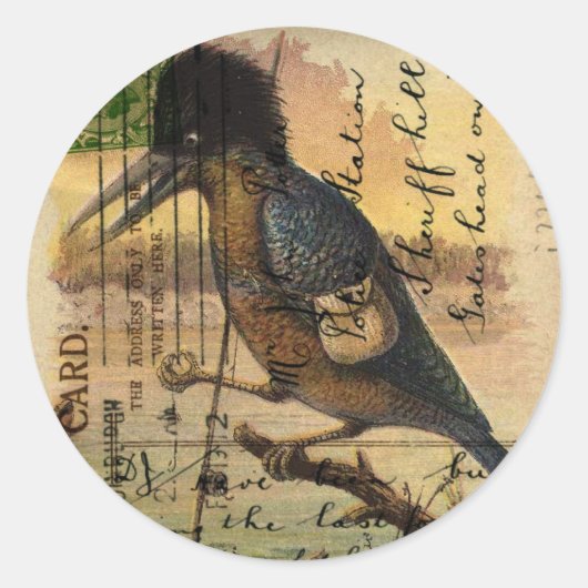 Briefkaart Kingfisher Ronde Sticker (Voorkant)