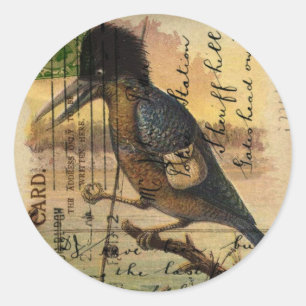 Briefkaart Kingfisher Ronde Sticker