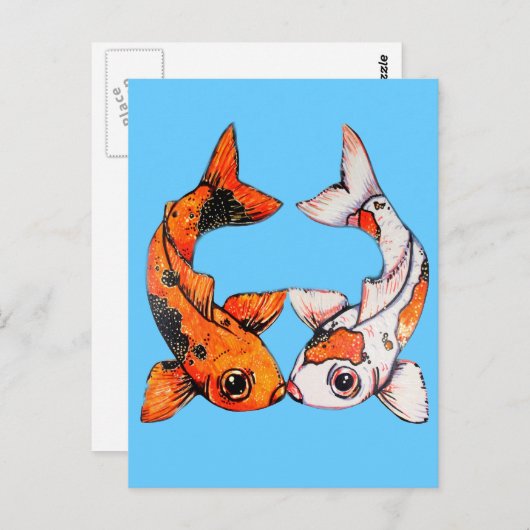 Briefkaart Kisser Koi (Voorkant / Achterkant)