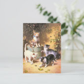 Briefkaart: "Kittens spelen met kevers" Briefkaart (Staand voorkant)