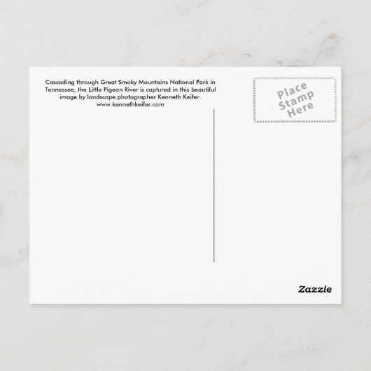Briefkaart - Kleine Pigeon River, Grote Smoky Mtns (Achterkant)